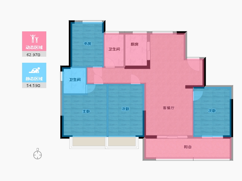 安徽省-合肥市-禹洲绿城蘭园-105.98-户型库-动静分区