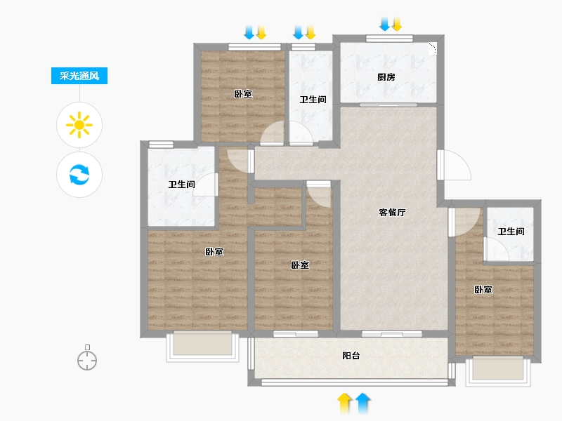 江苏省-无锡市-融创大塘御园-114.00-户型库-采光通风