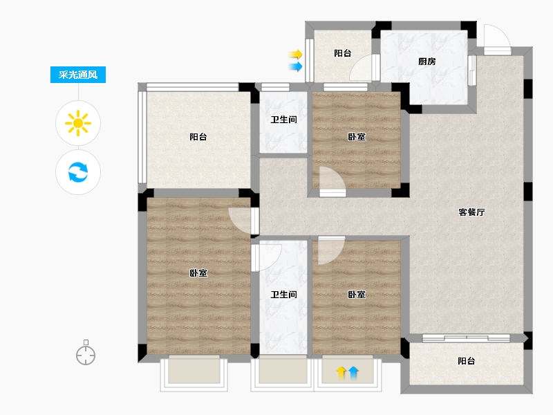 广西壮族自治区-玉林市-玉林碧桂园凤凰城-91.13-户型库-采光通风