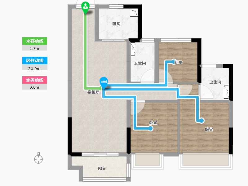 浙江省-丽水市-碧桂园黄金时代-76.18-户型库-动静线