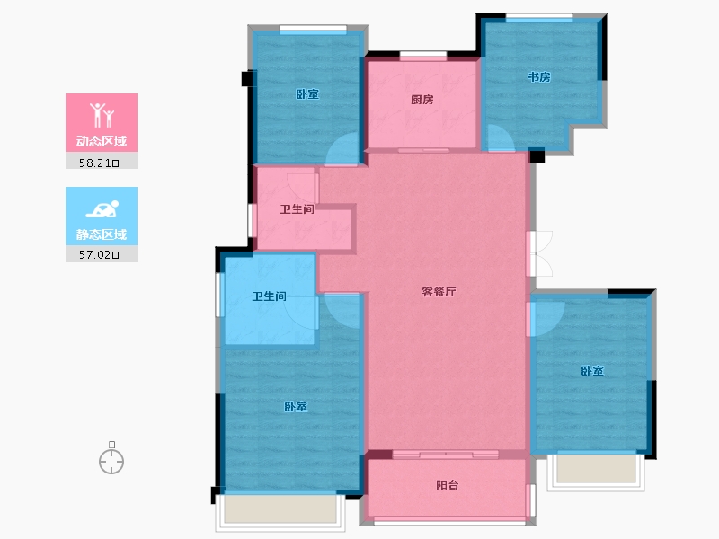 浙江省-宁波市-中交君玺-104.00-户型库-动静分区