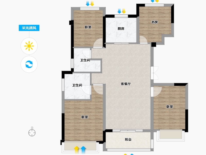 浙江省-宁波市-中交君玺-104.00-户型库-采光通风