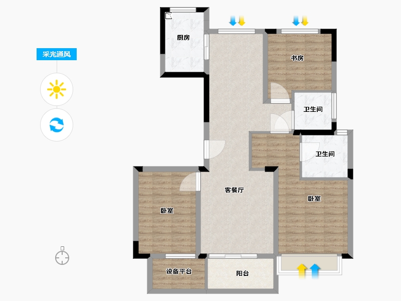 浙江省-湖州市-绿地新里铭庐公馆-102.00-户型库-采光通风