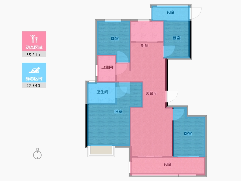 浙江省-温州市-旭辉东原吴越府-103.01-户型库-动静分区