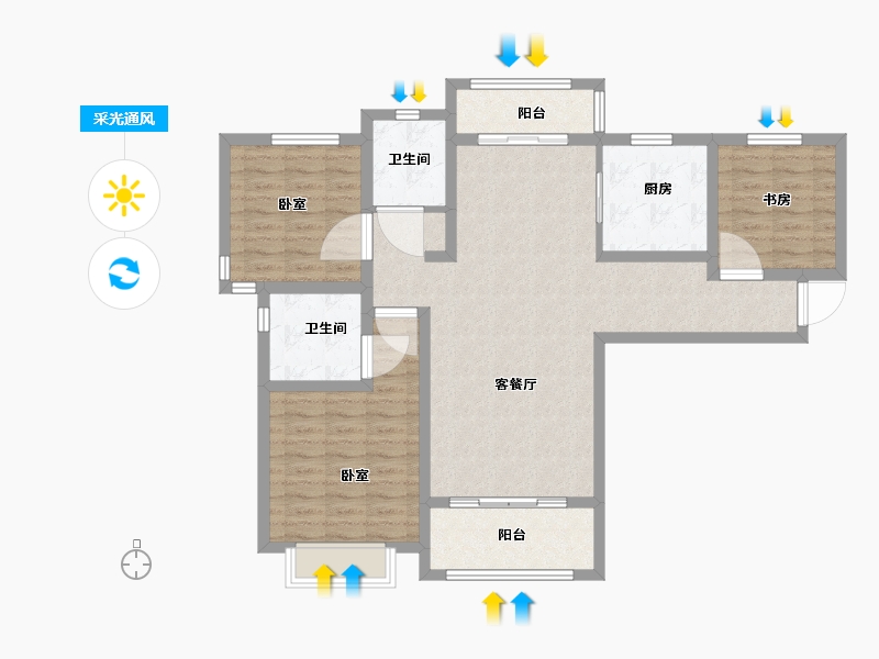 宁夏回族自治区-石嘴山市-颐和香醍湾-103.00-户型库-采光通风