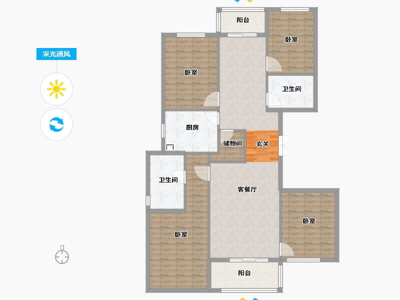 浙江省-衢州市-新湖牡丹园-136.00-户型库-采光通风