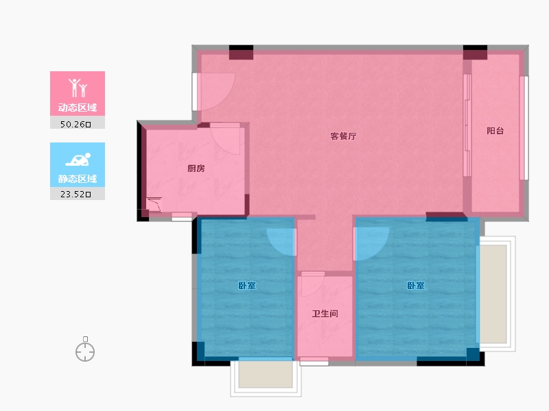 福建省-泉州市-安溪金沙水岸-66.70-户型库-动静分区