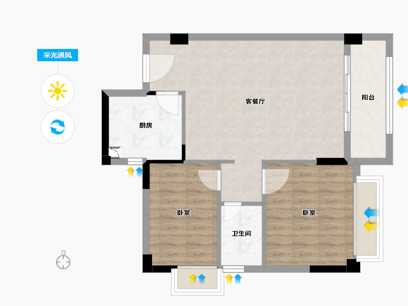 福建省-泉州市-安溪金沙水岸-66.70-户型库-采光通风