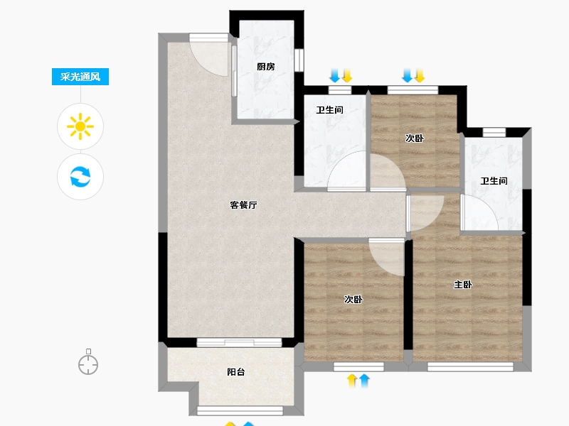 福建省-漳州市-金地宝嘉厦一城-69.99-户型库-采光通风