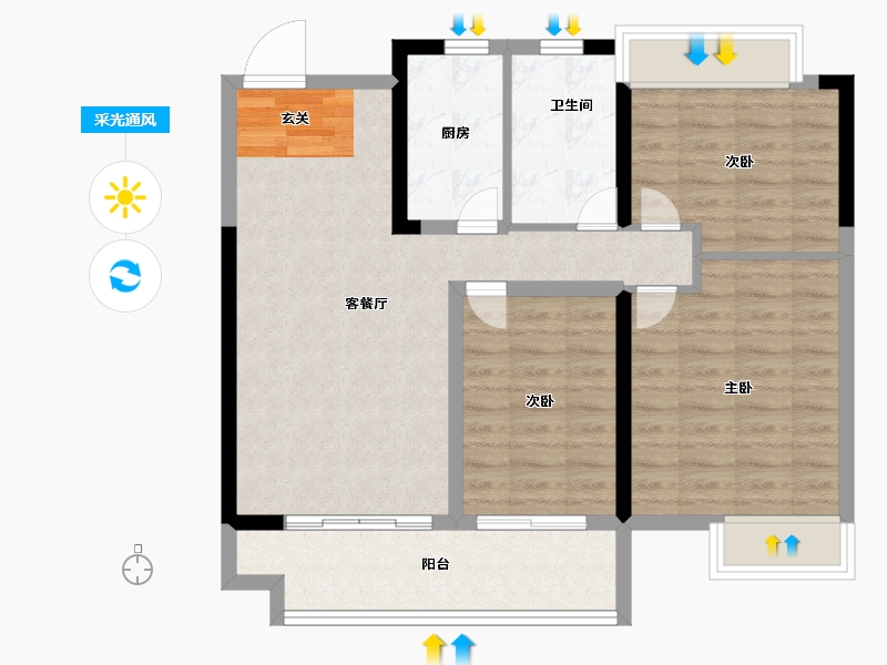 安徽省-阜阳市-佳海塞纳华庭-82.00-户型库-采光通风