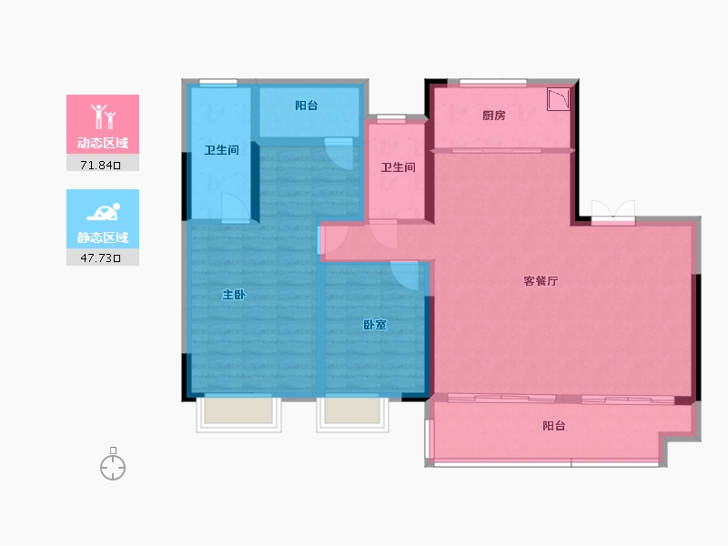 安徽省-合肥市-江山庐州印-107.35-户型库-动静分区