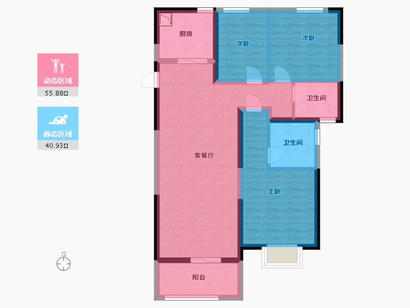 江苏省-南通市-海伦堡东皋府-86.00-户型库-动静分区