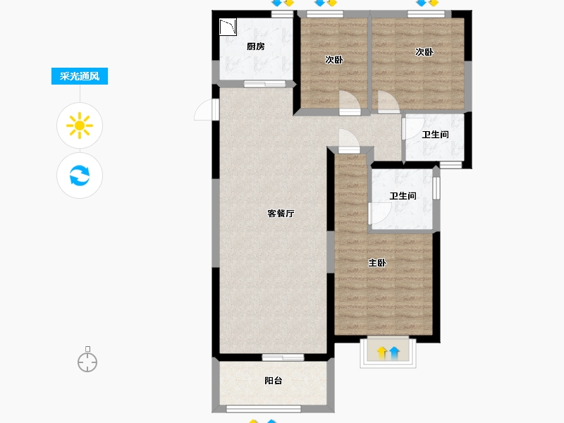 江苏省-南通市-海伦堡东皋府-86.00-户型库-采光通风