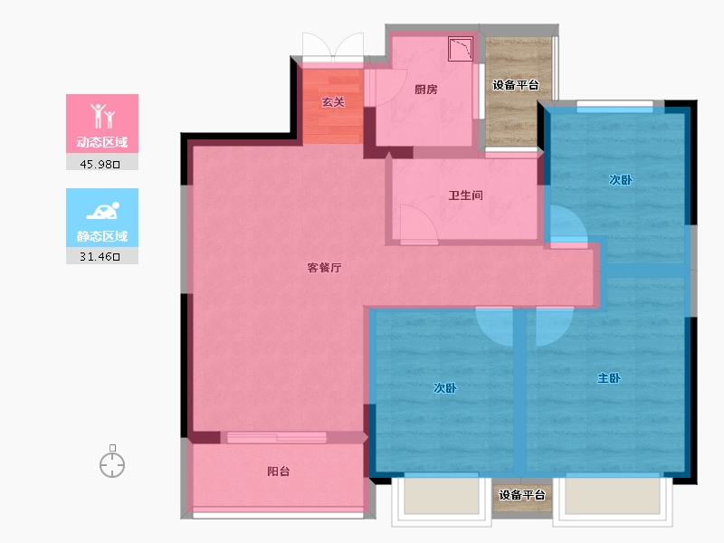 浙江省-台州市-沙门中心-71.42-户型库-动静分区