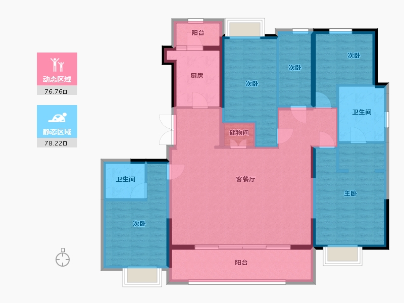 江苏省-南通市-绿城·蘭园-140.00-户型库-动静分区