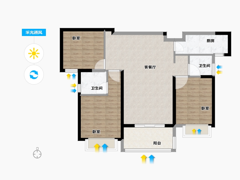 福建省-泉州市-城建水墨芳林-94.00-户型库-采光通风