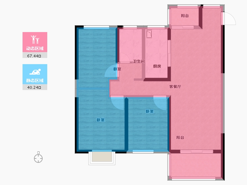 安徽省-芜湖市-卓瑞龙凤佳苑-96.00-户型库-动静分区