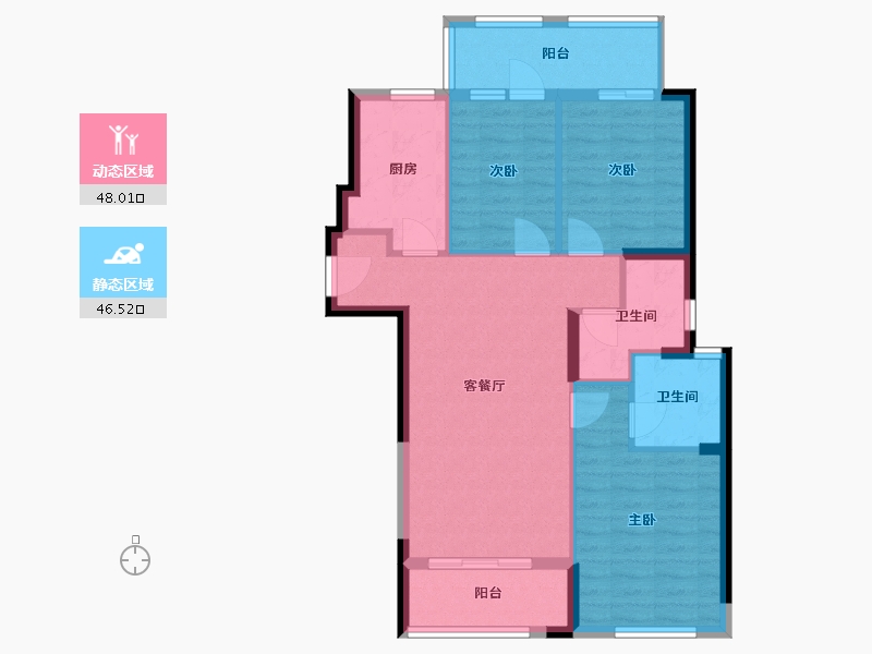 福建省-福州市-华润中央公园-84.98-户型库-动静分区