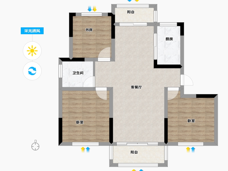 安徽省-芜湖市-滨湖世纪-81.66-户型库-采光通风