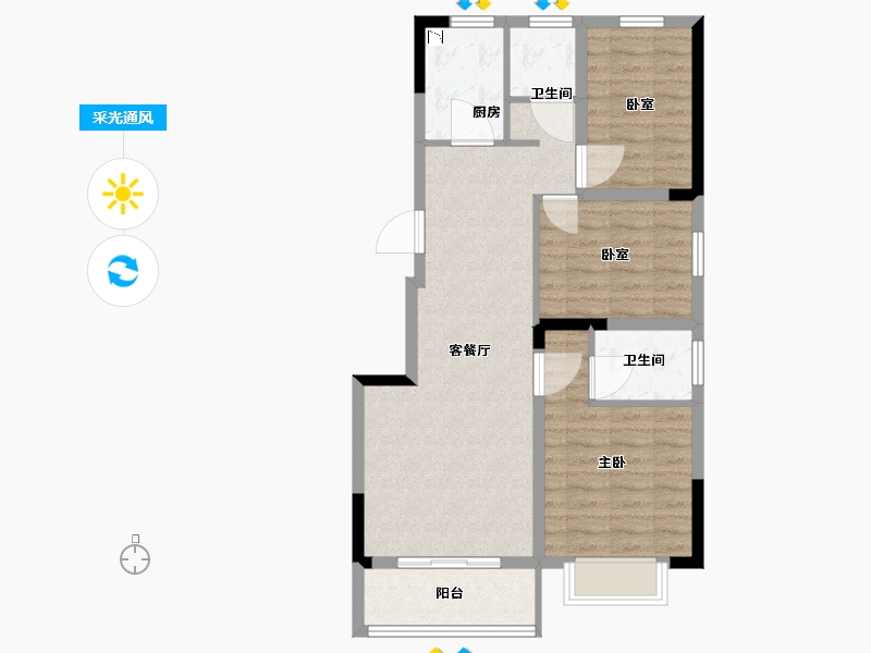 浙江省-宁波市-宝龙东望-78.00-户型库-采光通风