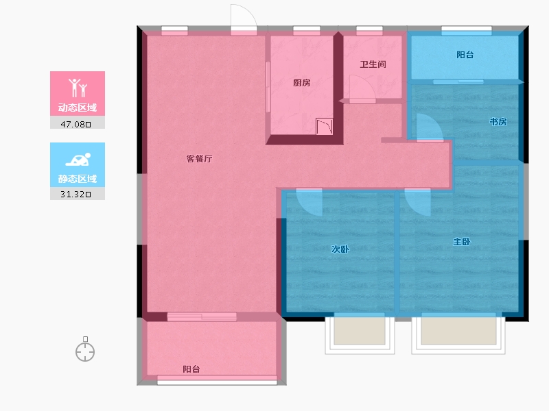 江西省-南昌市-阳光城丽景湾-69.40-户型库-动静分区