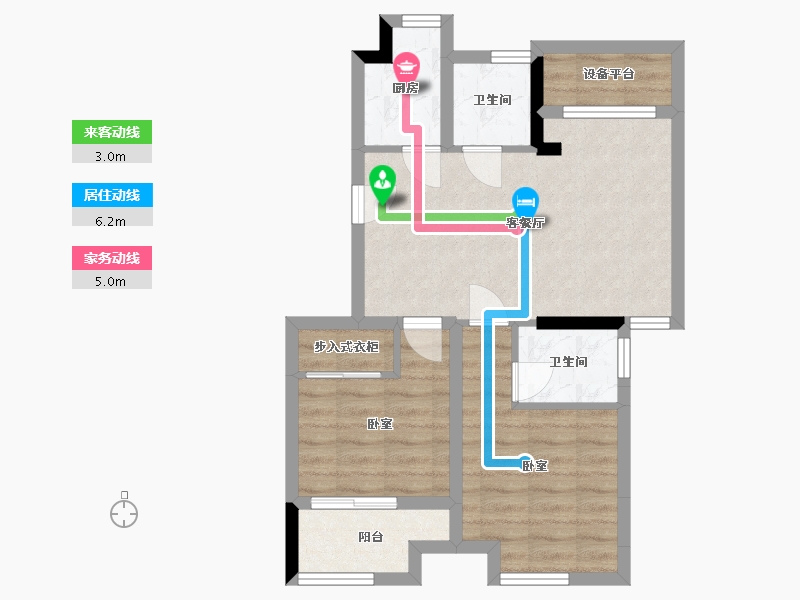 浙江省-嘉兴市-紫金华庭-60.67-户型库-动静线