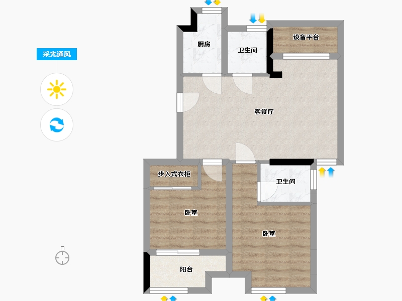 浙江省-嘉兴市-紫金华庭-60.67-户型库-采光通风