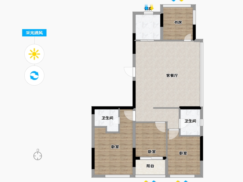 浙江省-杭州市-保亿麓语湖苑-93.99-户型库-采光通风