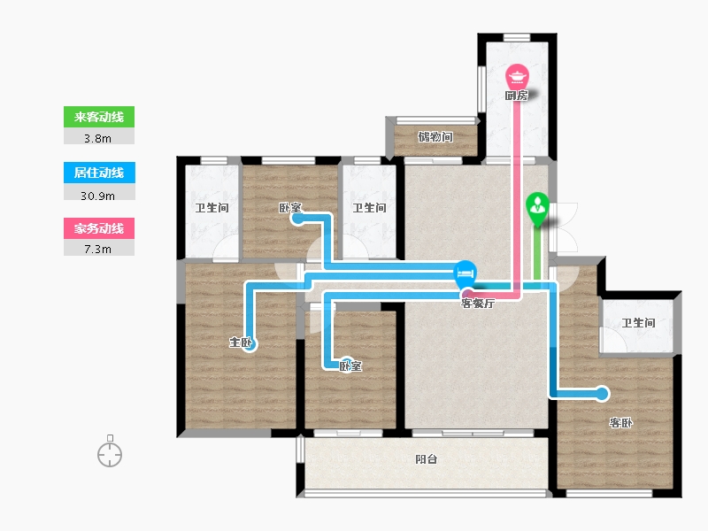 江西省-宜春市-东投·铂瑞-127.13-户型库-动静线