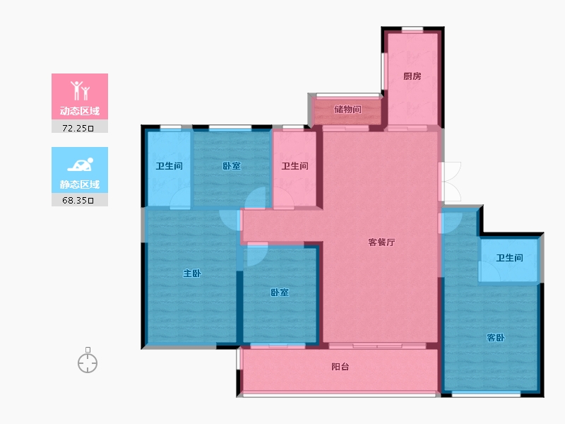 江西省-宜春市-东投·铂瑞-127.13-户型库-动静分区