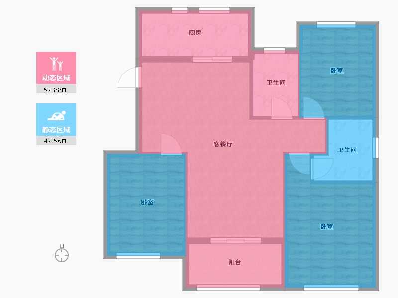 浙江省-宁波市-明岚雅院-96.00-户型库-动静分区