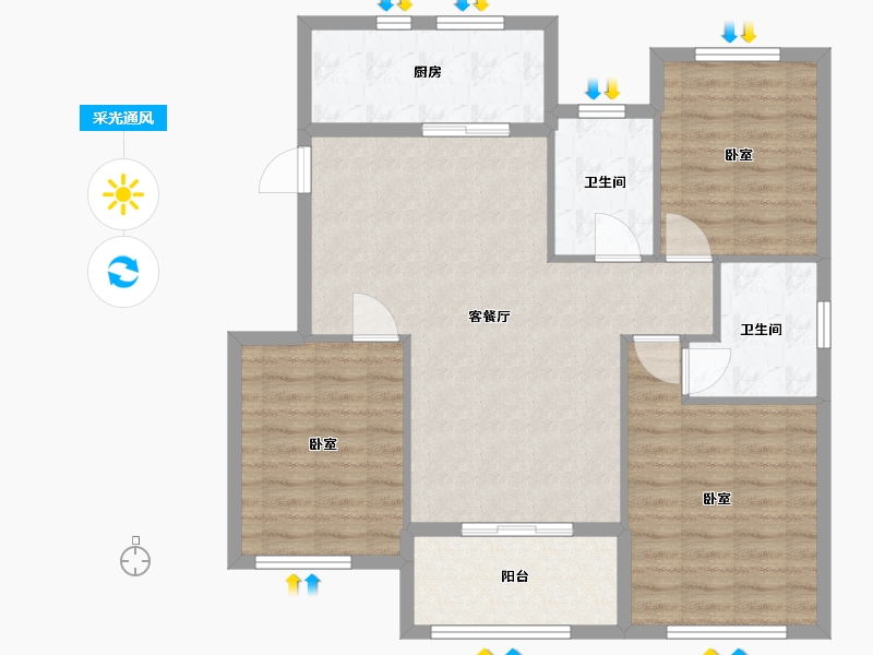 浙江省-宁波市-明岚雅院-96.00-户型库-采光通风