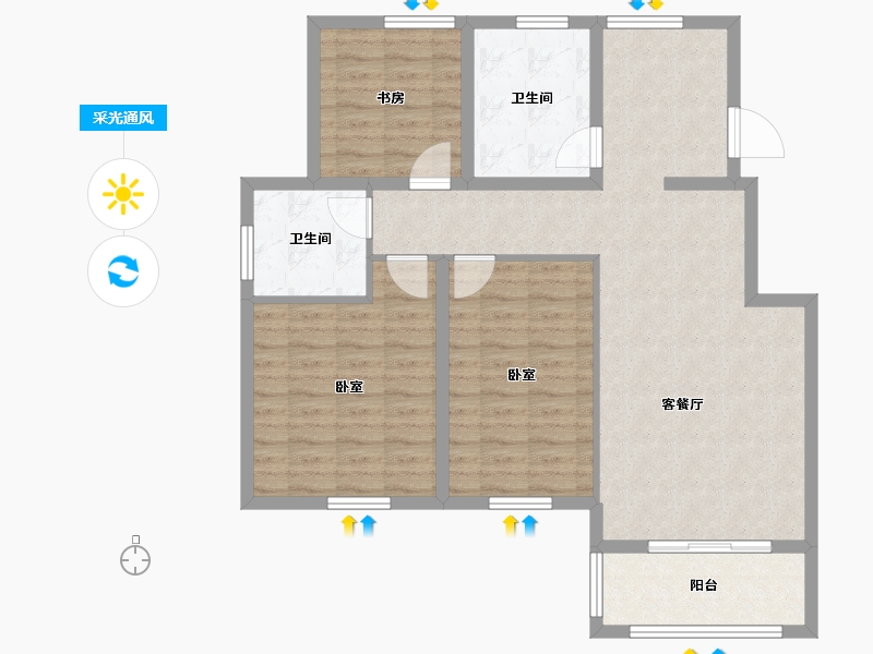 江苏省-苏州市-澳海胥江湾-98.00-户型库-采光通风