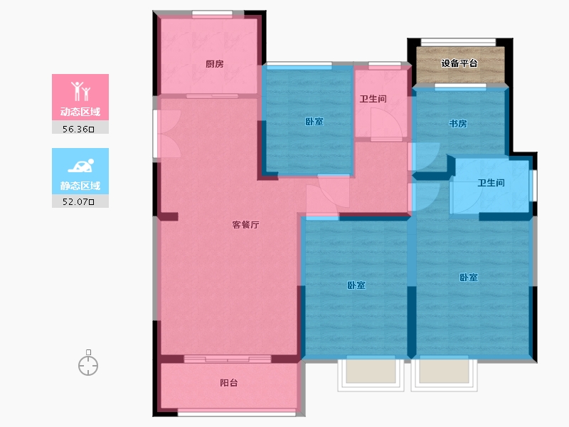 浙江省-湖州市-鸿翔中央府-100.00-户型库-动静分区