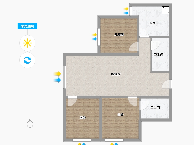 甘肃省-兰州市-云府158-88.15-户型库-采光通风