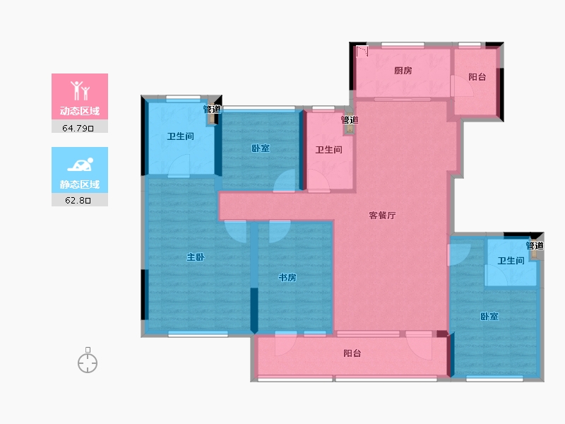 浙江省-宁波市-慈溪保利悦堂府-114.67-户型库-动静分区