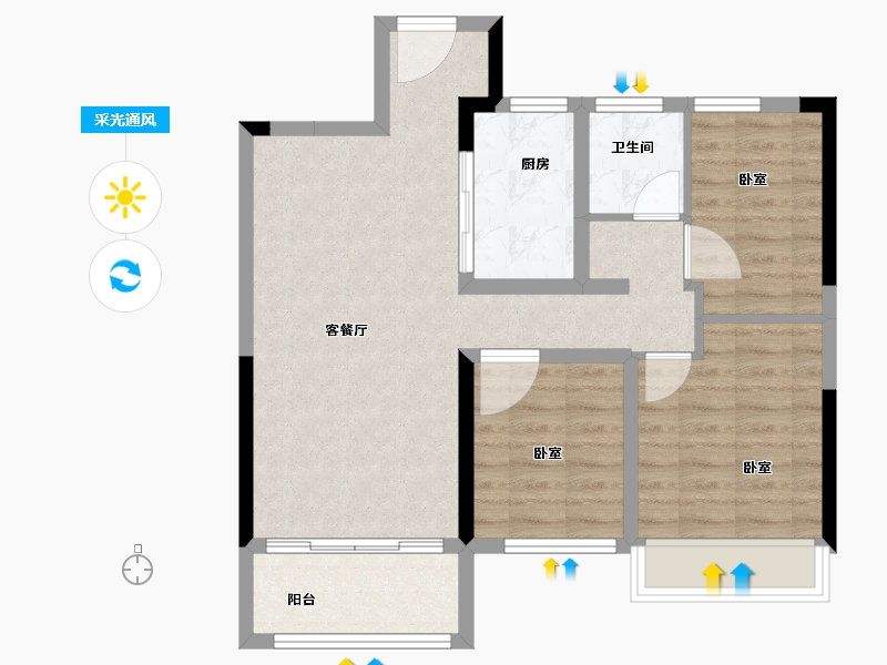 安徽省-芜湖市-卓瑞新里城-74.00-户型库-采光通风