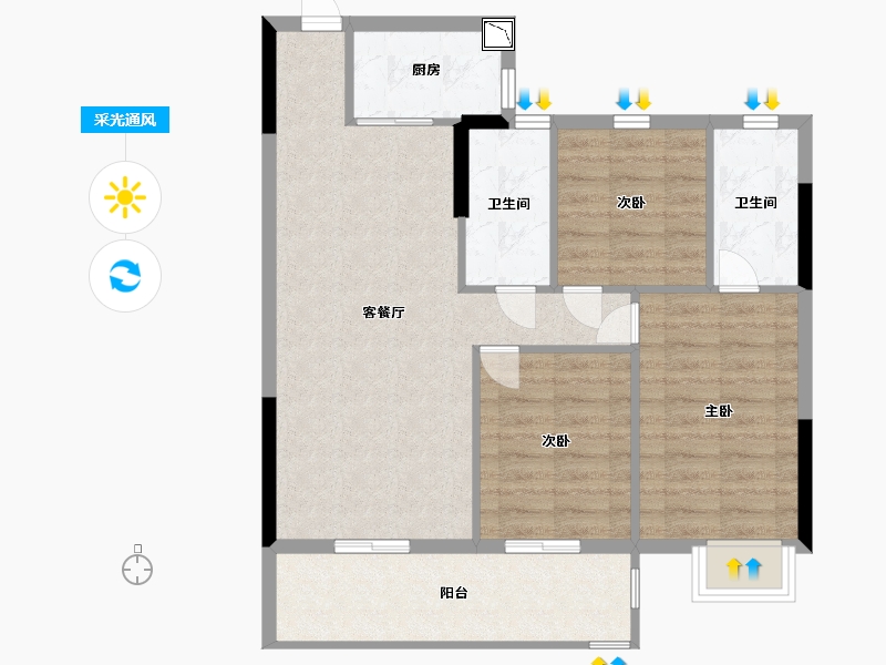 福建省-宁德市-华熙元·水岸君华-78.00-户型库-采光通风