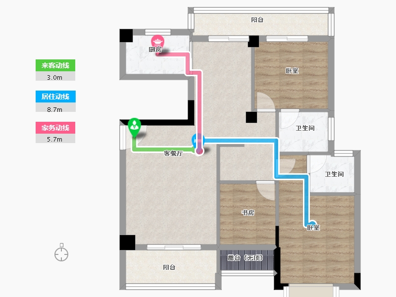 福建省-龙岩市-漳平宏盛·学府珑庭-85.89-户型库-动静线