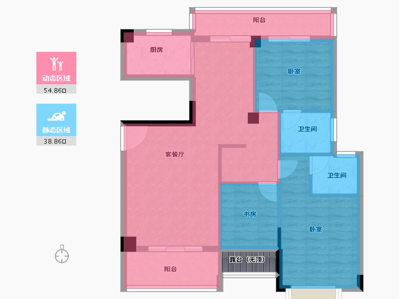 福建省-龙岩市-漳平宏盛·学府珑庭-85.89-户型库-动静分区