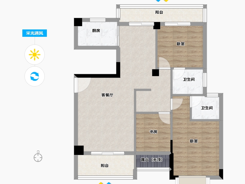 福建省-龙岩市-漳平宏盛·学府珑庭-85.89-户型库-采光通风