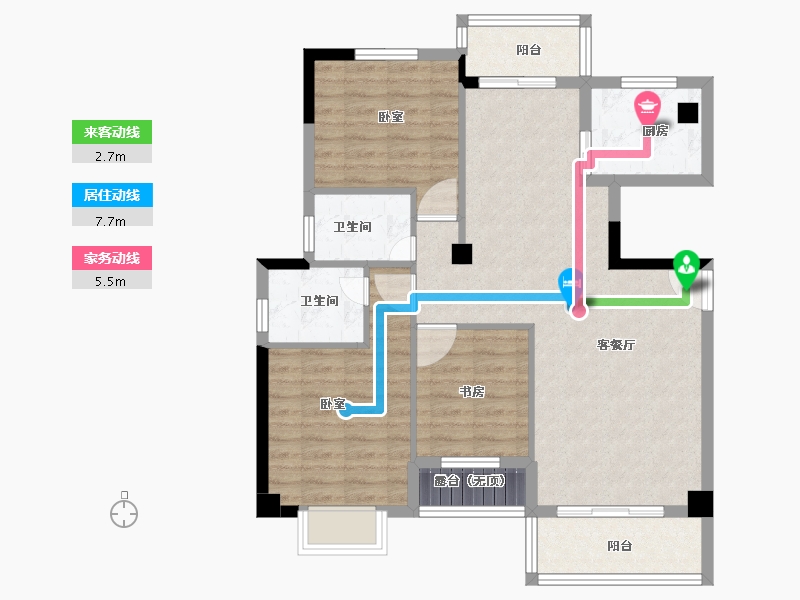 福建省-龙岩市-漳平宏盛·学府珑庭-87.45-户型库-动静线