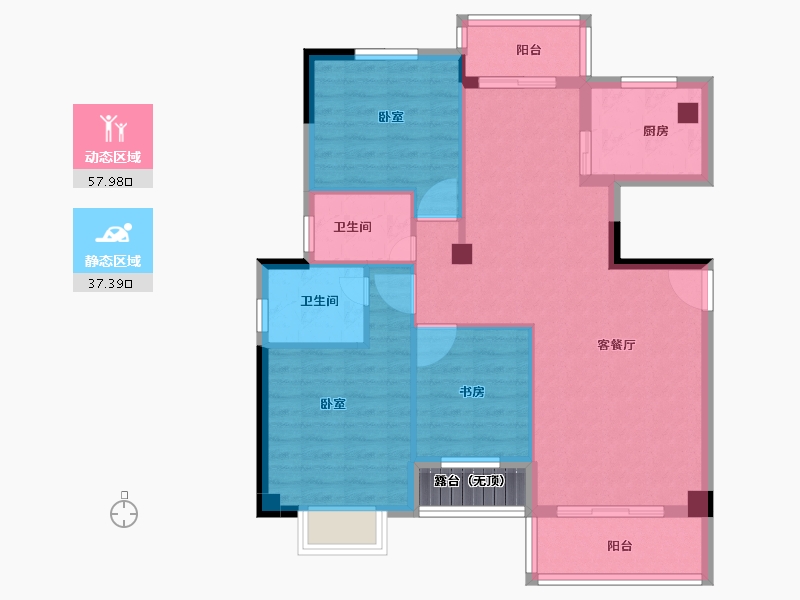 福建省-龙岩市-漳平宏盛·学府珑庭-87.45-户型库-动静分区