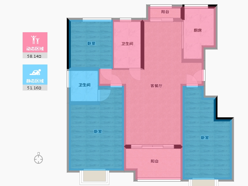 浙江省-杭州市-千岛湖嘉苑-97.46-户型库-动静分区