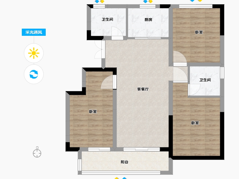 安徽省-合肥市-荣盛书香府邸-86.00-户型库-采光通风