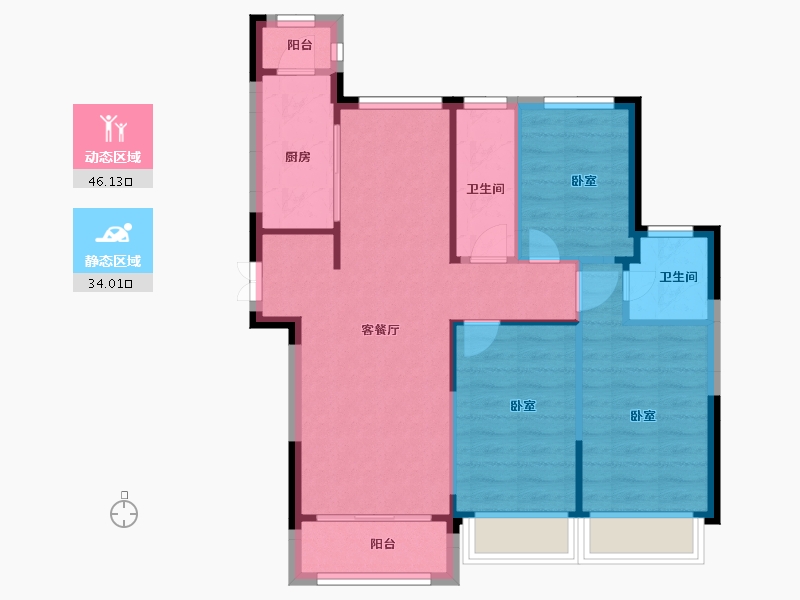 浙江省-嘉兴市-诚恒世嘉铭园-72.00-户型库-动静分区