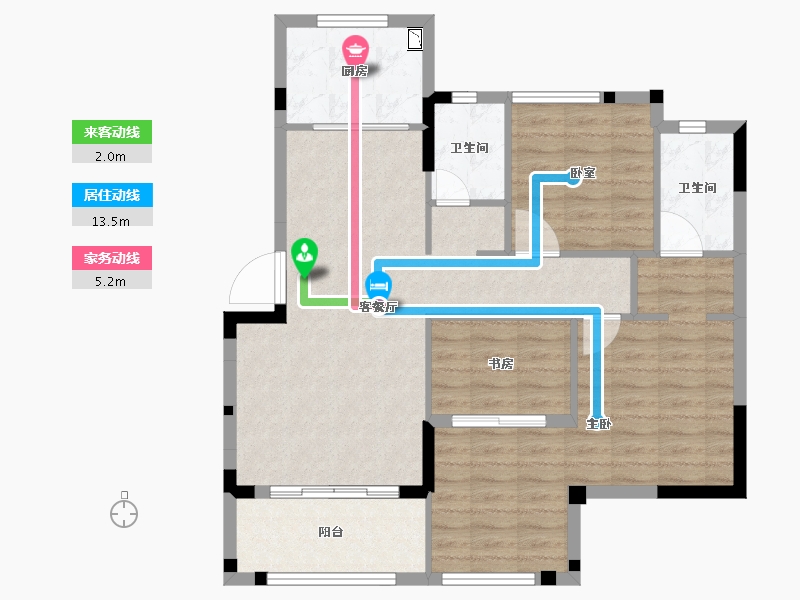 福建省-三明市-沙县世茂云墅-87.60-户型库-动静线