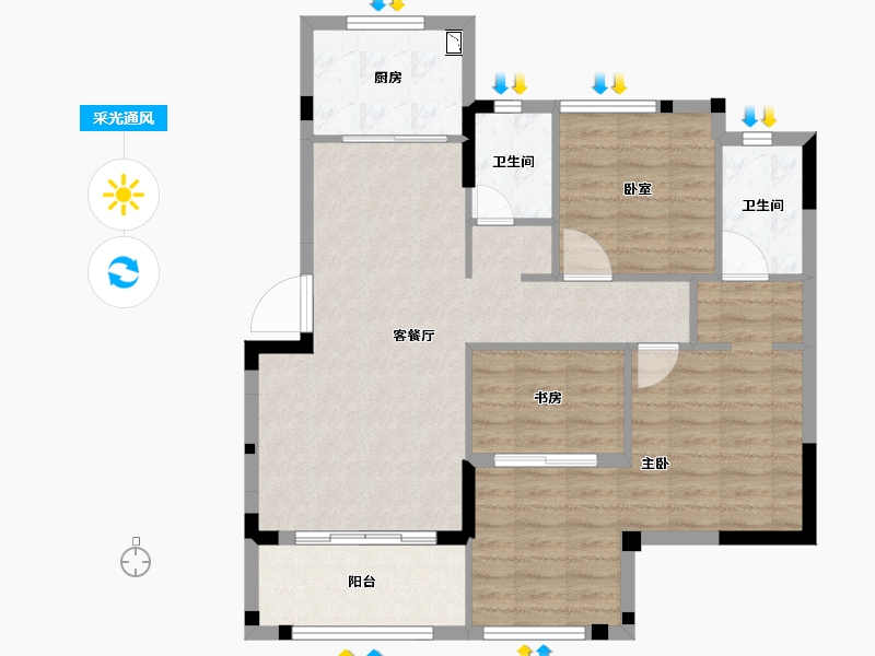 福建省-三明市-沙县世茂云墅-87.60-户型库-采光通风