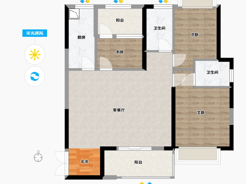 福建省-厦门市-招商卡达凯斯-88.91-户型库-采光通风