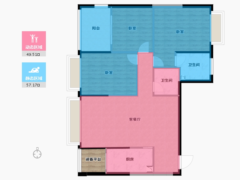 浙江省-丽水市-滨园南城骊苑-101.07-户型库-动静分区